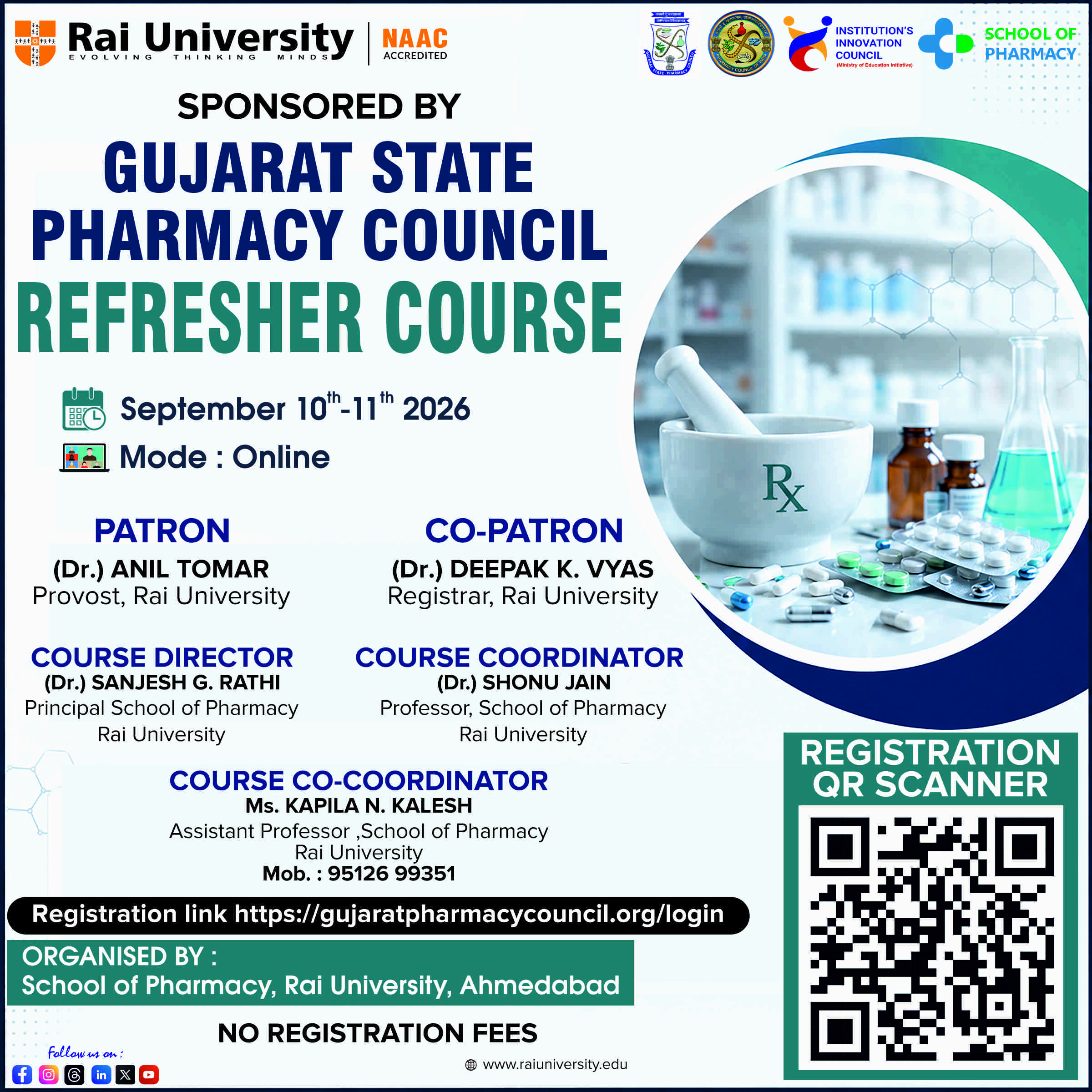 Sponsored by Gujarat State Pharmacy Council Refresher Course